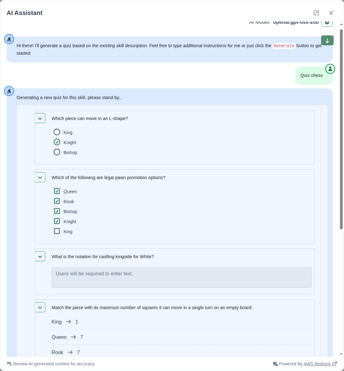 AI Generated Quiz for Skill