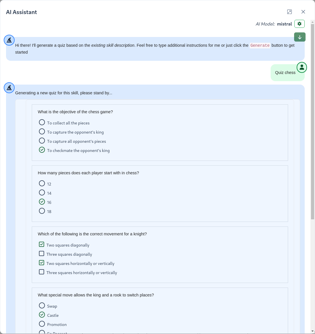 AI Generated Quiz for Skill