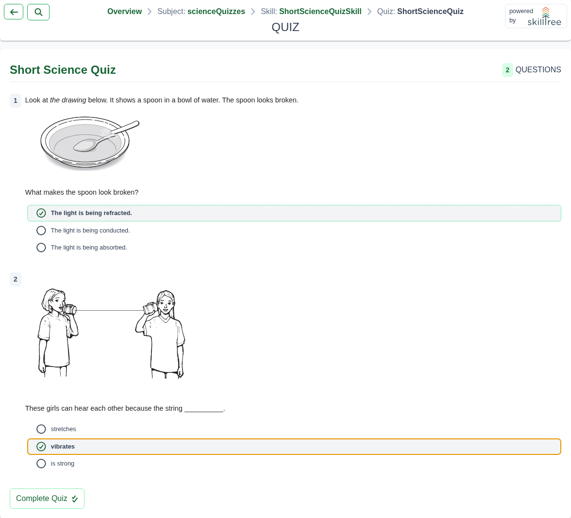Client Display Quiz Run Screenshot