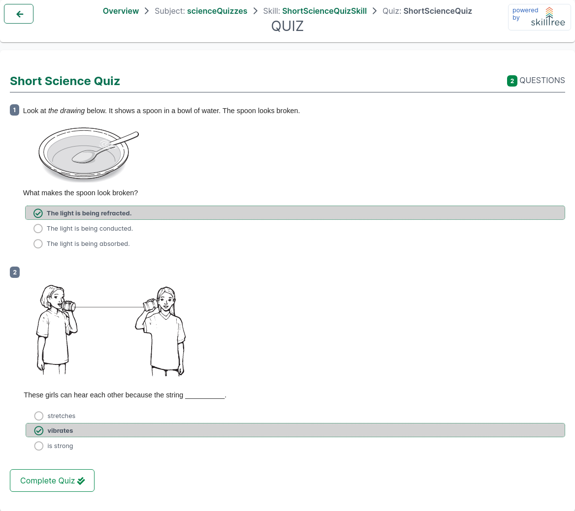 Client Display Quiz Run Screenshot