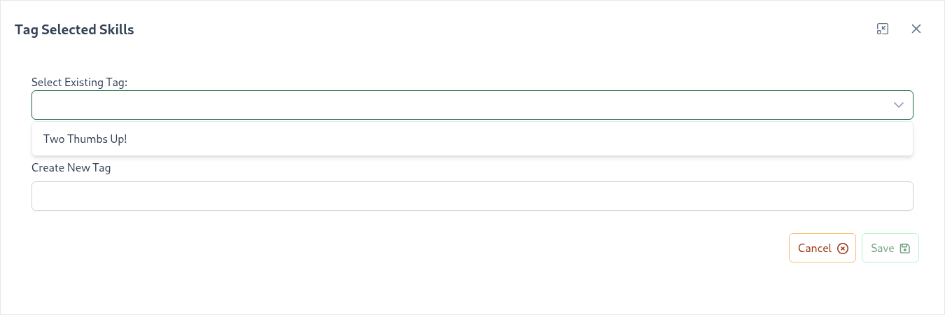 Existing tag menu