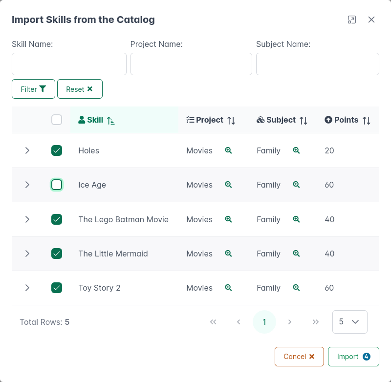 Import skills from catalog