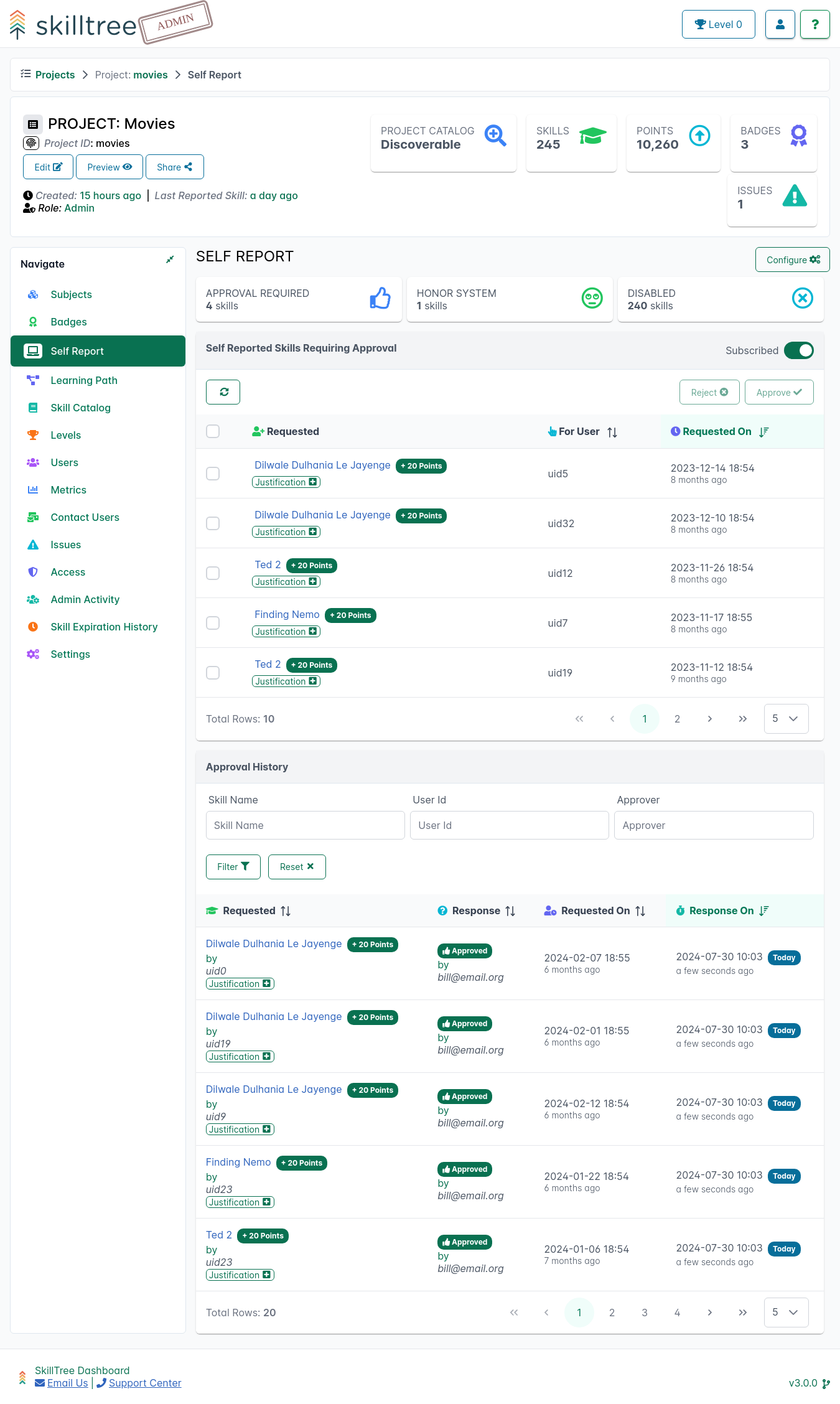 SkillTree Skills Page