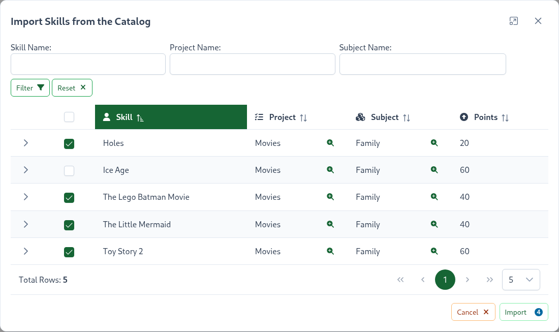 Import skills from catalog