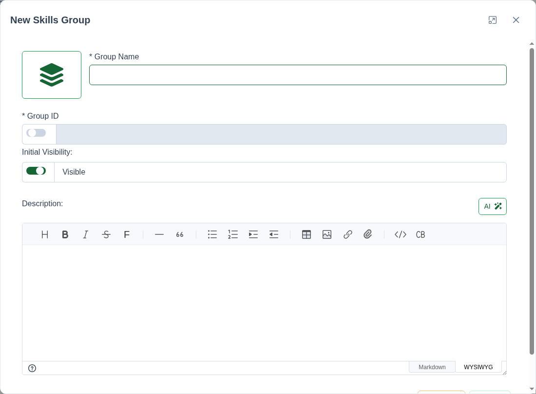 New Skills Group Modal