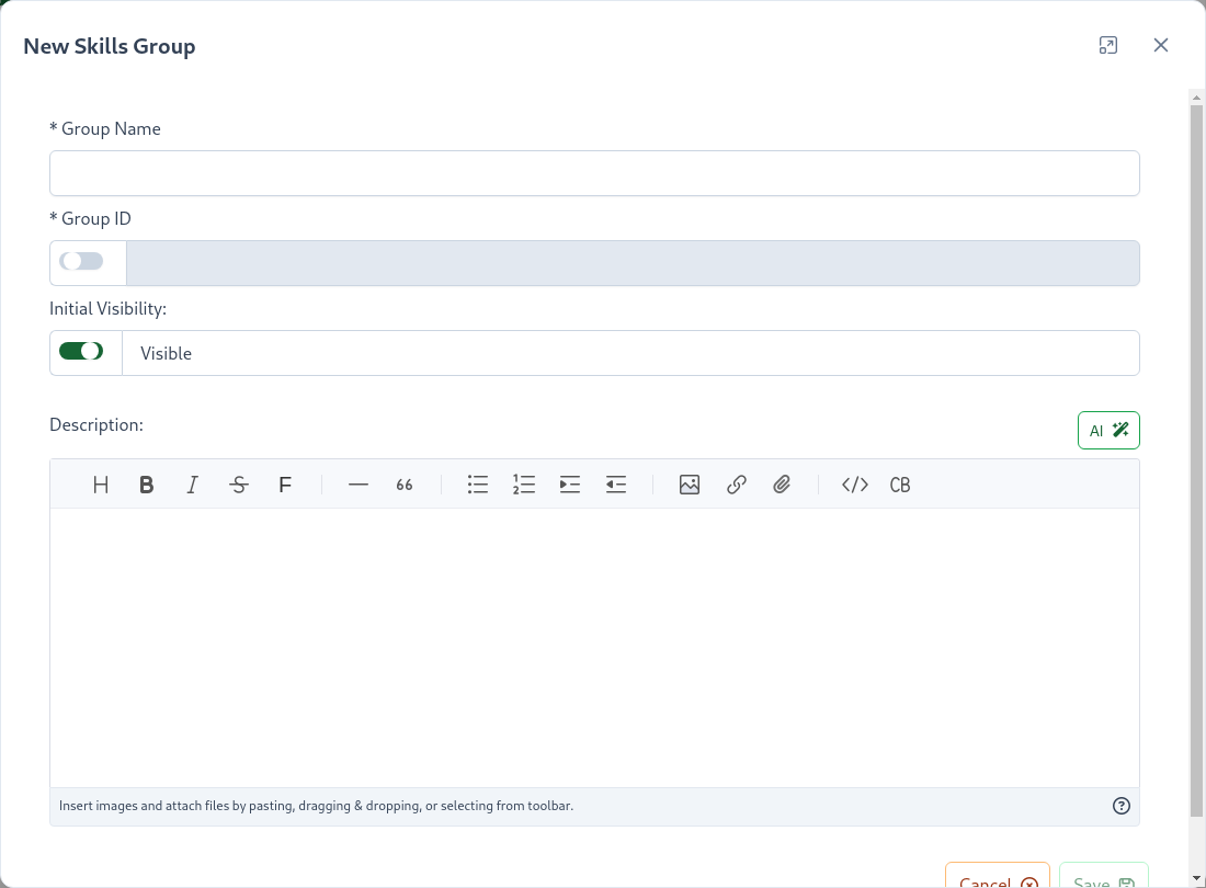 New Skills Group Modal
