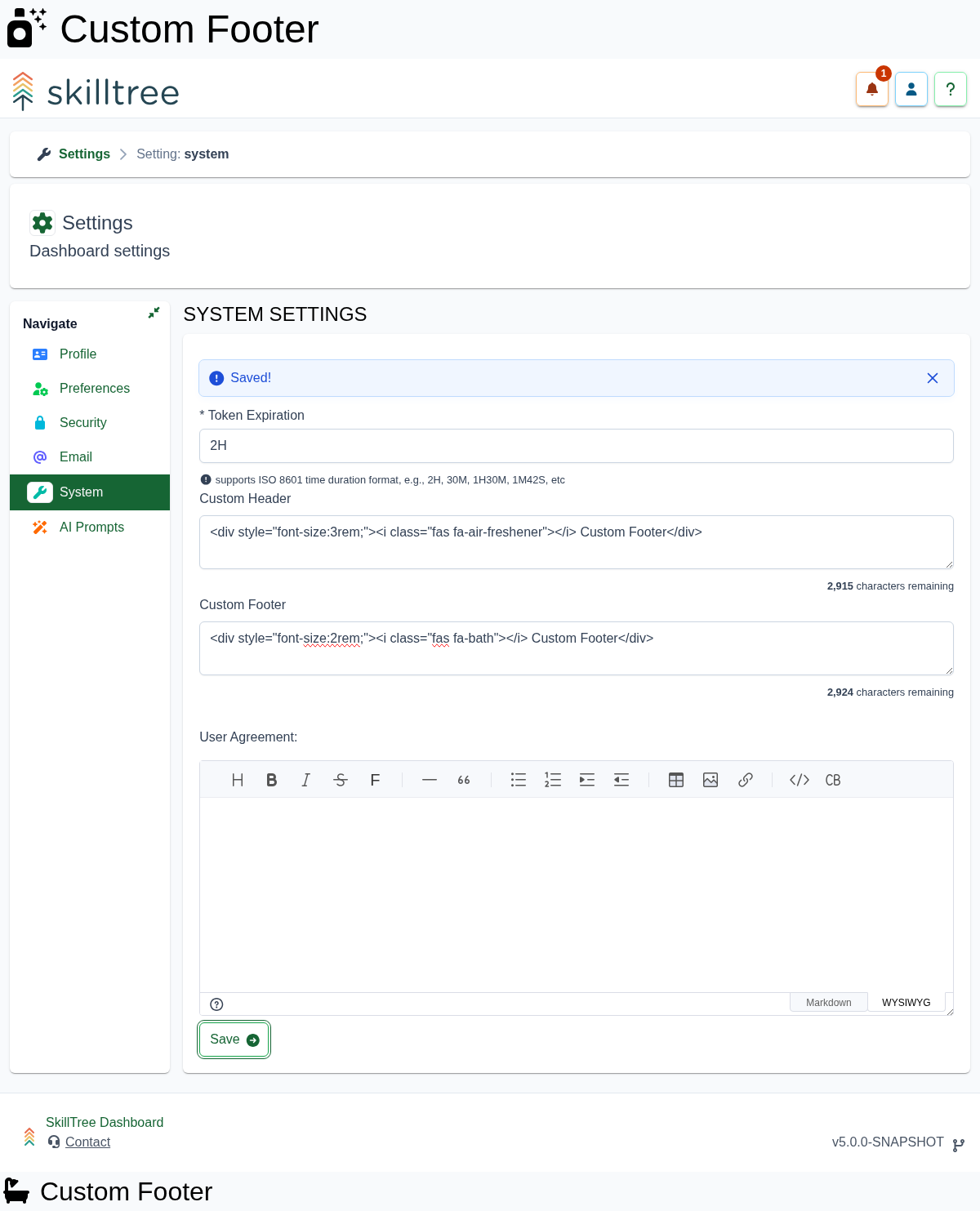 Custom Header Input