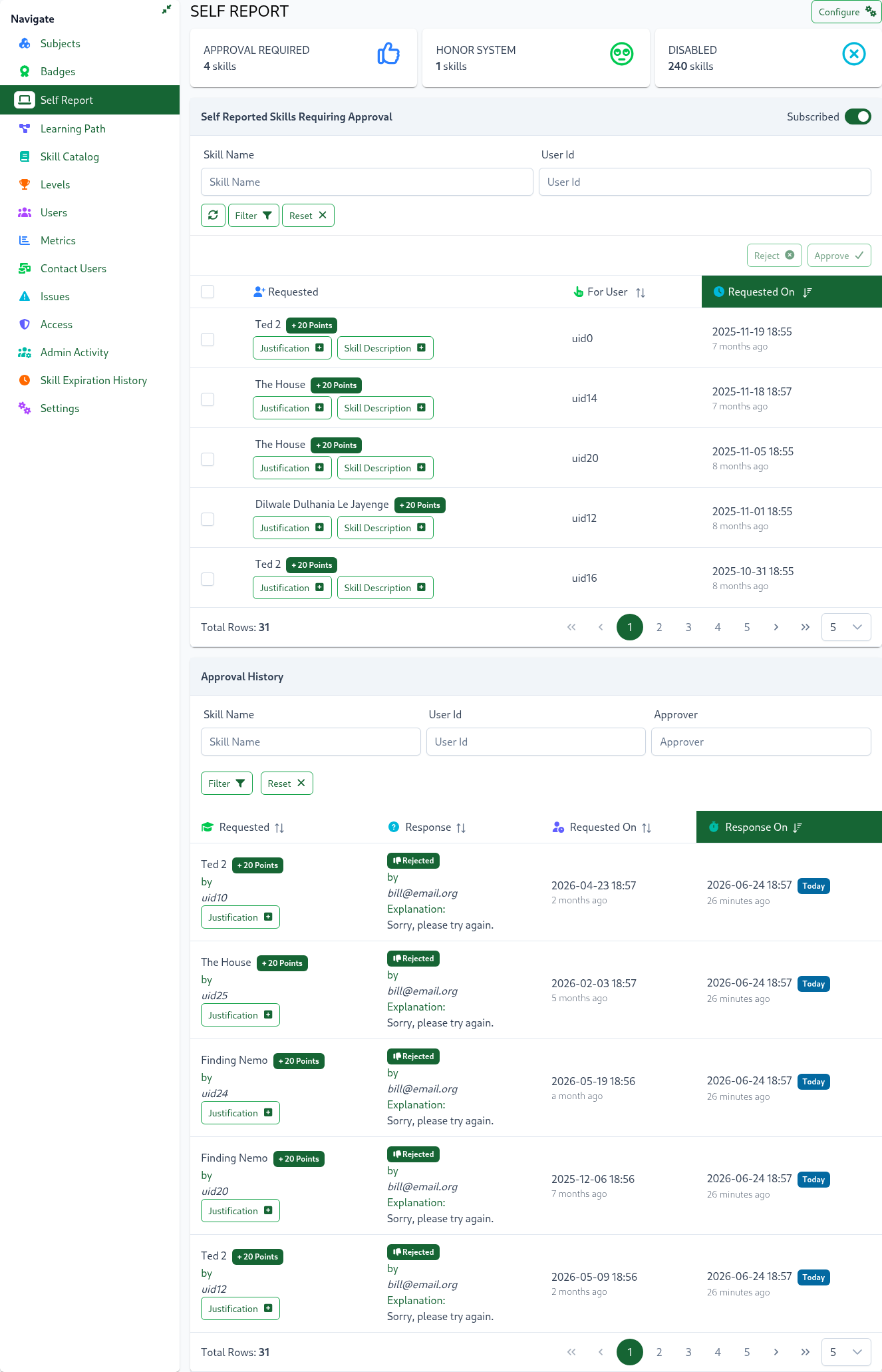 SkillTree Skills Page