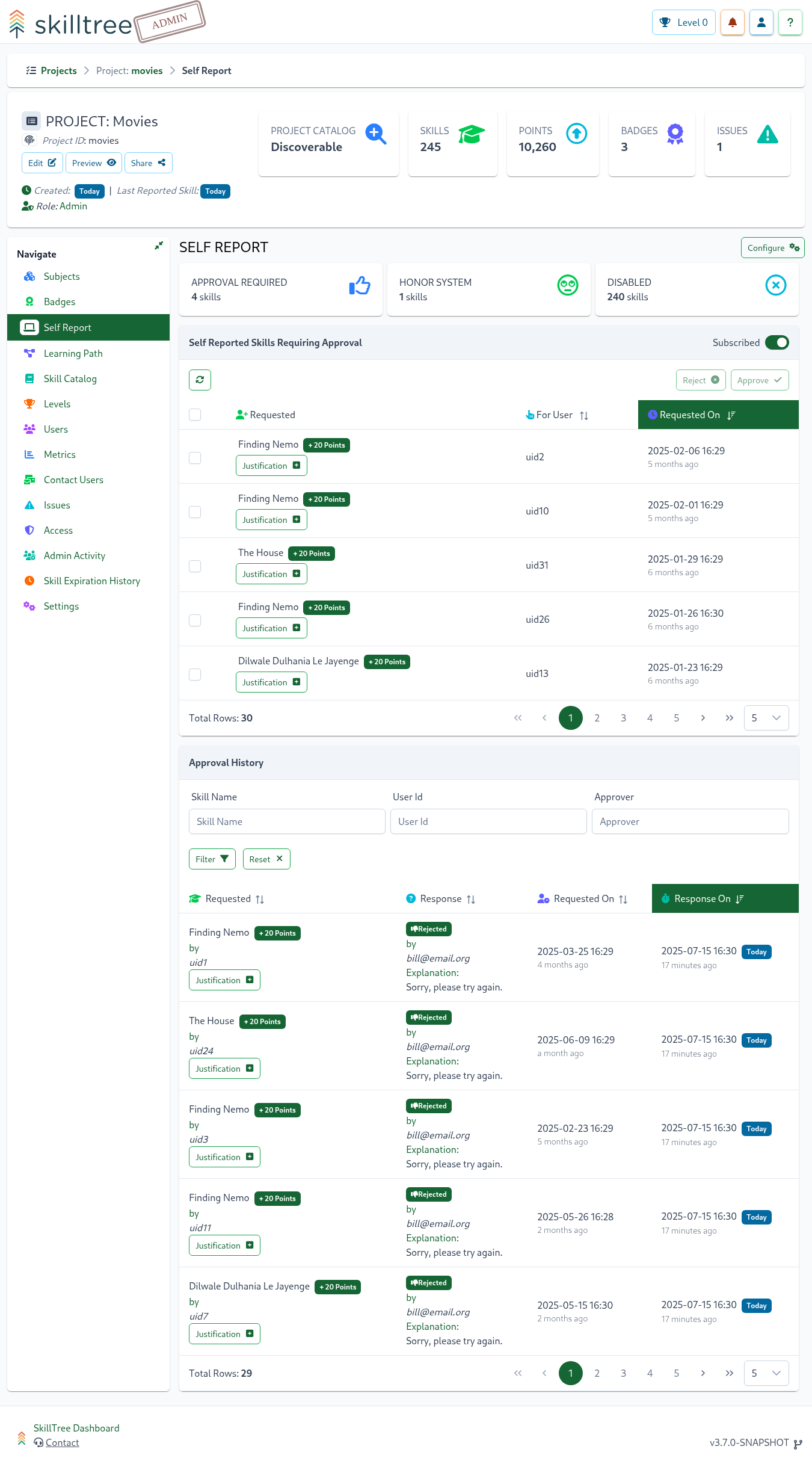 SkillTree Skills Page