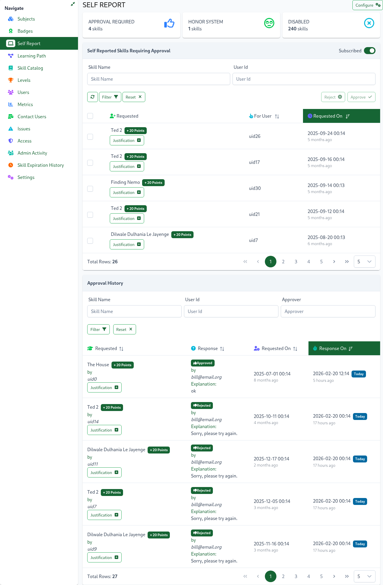 SkillTree Skills Page