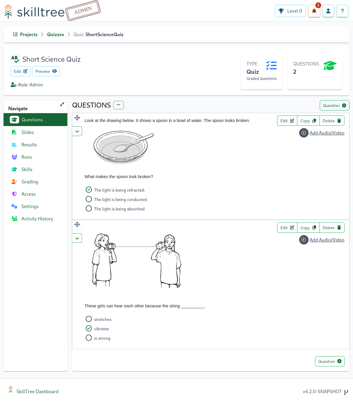 SkillsTree Quiz Screenshot