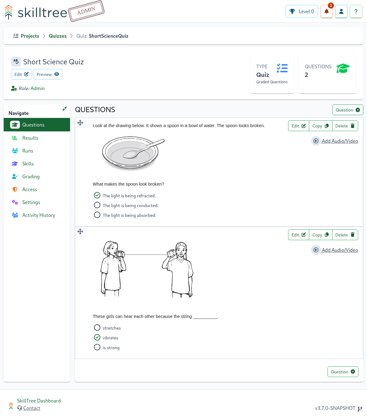 SkillsTree Quiz Screenshot