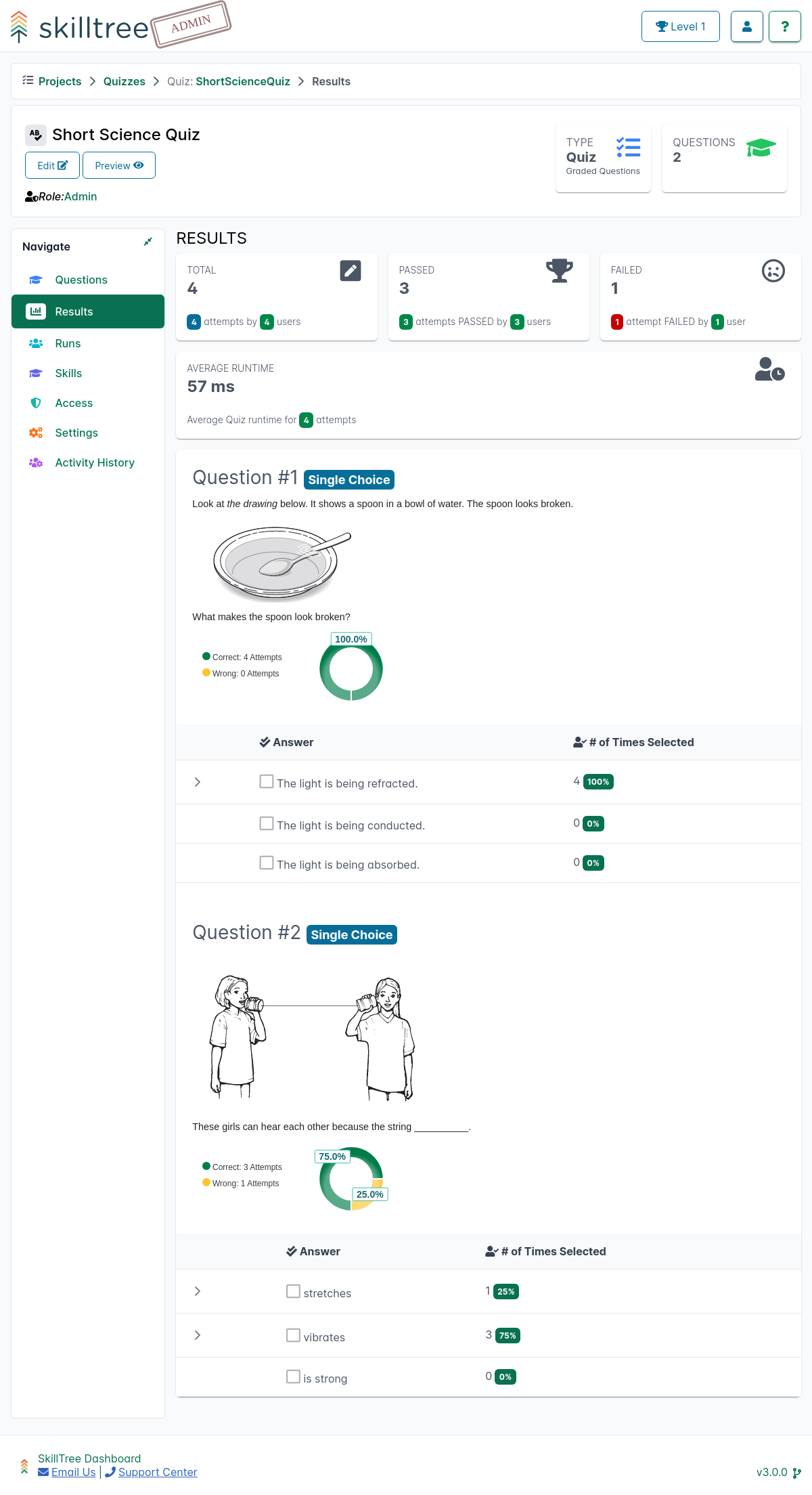 Quiz Results Page Screenshot