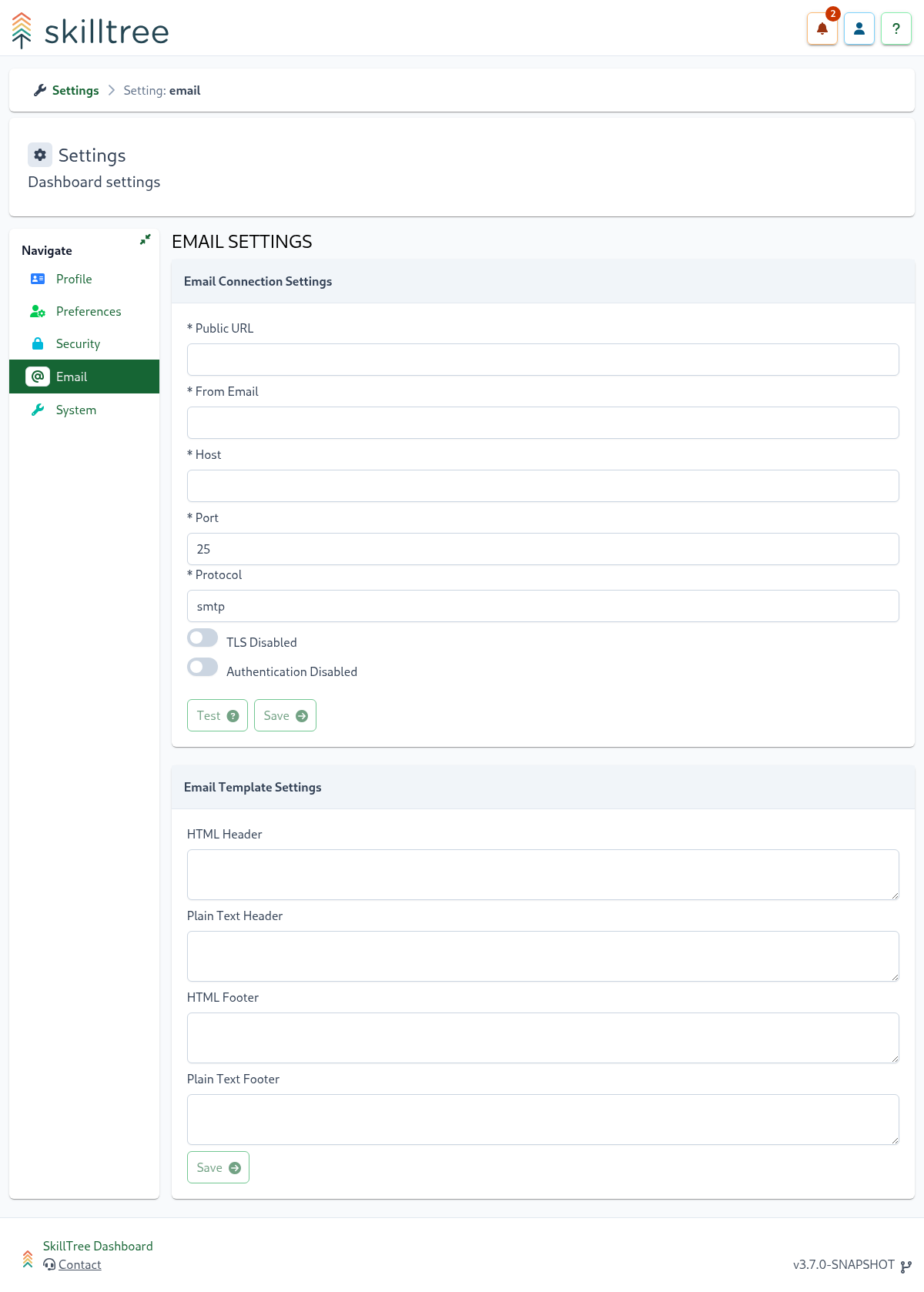 Email Settings