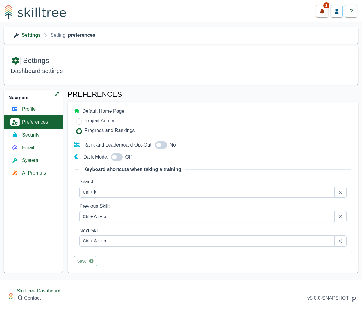 Preferences Page