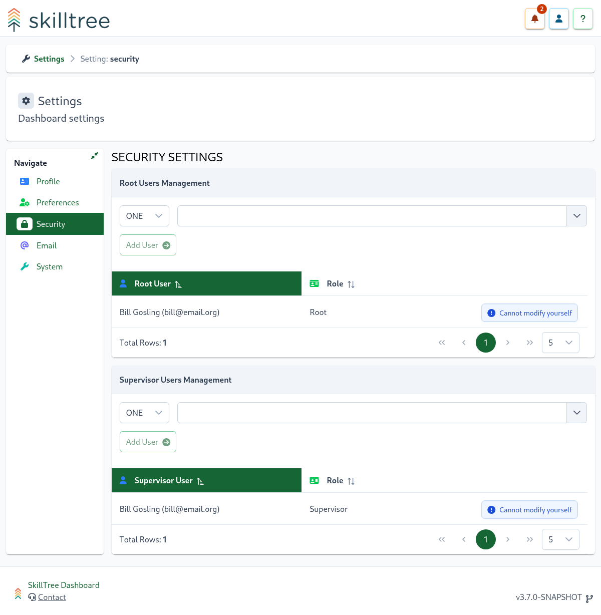 Security Settings