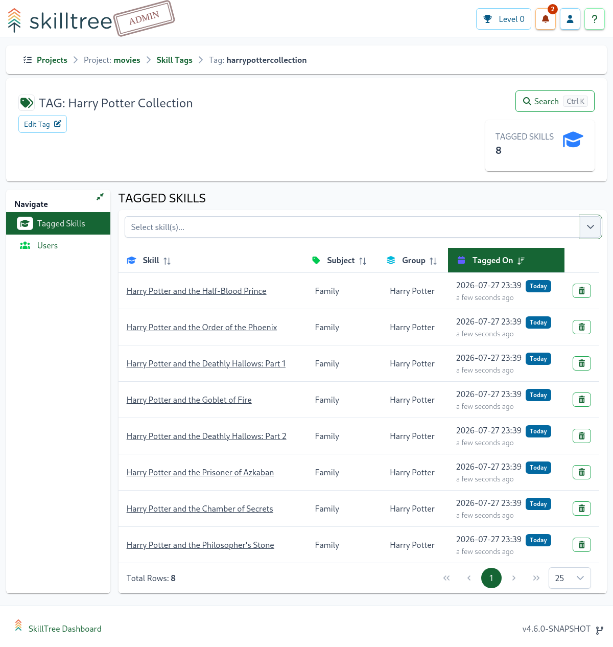 Single Skill Tag Management